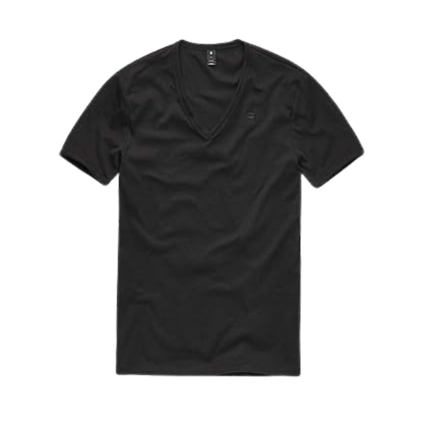 Raw V Neck Black Logo Shirt Short Sleeve / Large